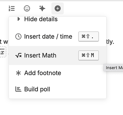 Insert Math Menu