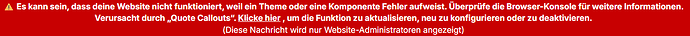 Screenshot of a red banner stating an error in Quote Callouts