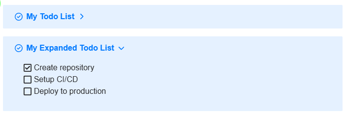 The image displays an expanded to-do list with tasks such as "Create repository," "Setup CI/CD," and "Deploy to production," partially completed, within a user's digital task management system. (Captioned by AI)