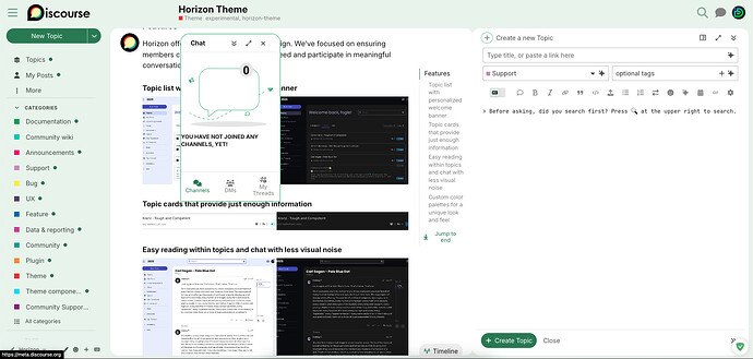 This image showcases the Horizon Theme for Discourse, highlighting features for a clear and less noisy reading experience. (Captioned by AI)