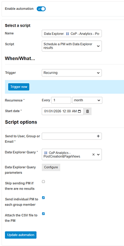 Screenshot of the automation