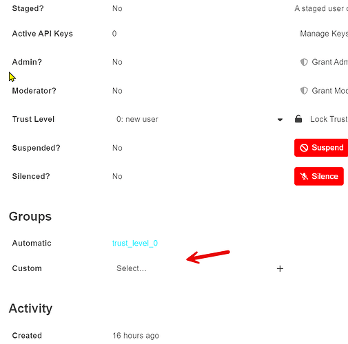 Resulting user profile  dialog