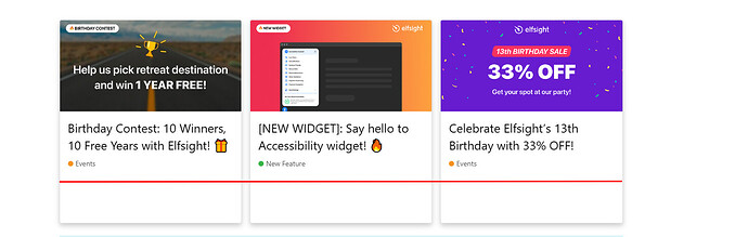 The image is a promotional graphic for ElfSight's 13-digit birthday contest offering 33% off, a new accessibility widget, and a chance to win a free year, with three colorful sections outlining these offers. (Captioned by AI)