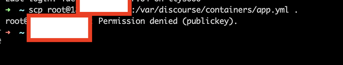 A screenshot of a terminal window showing an unsuccessful ssh login attempt with the message "Permission denied (publickey)." (Captioned by AI)