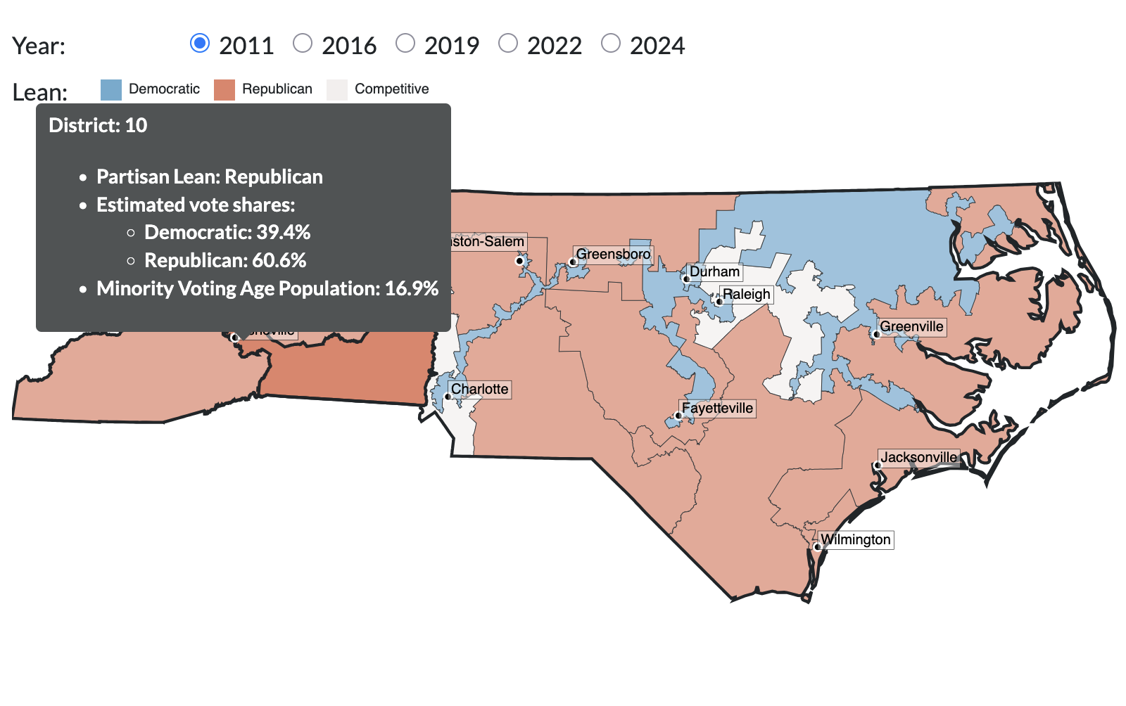 The Evolution of NC's Congressional Map through Gerrymandering