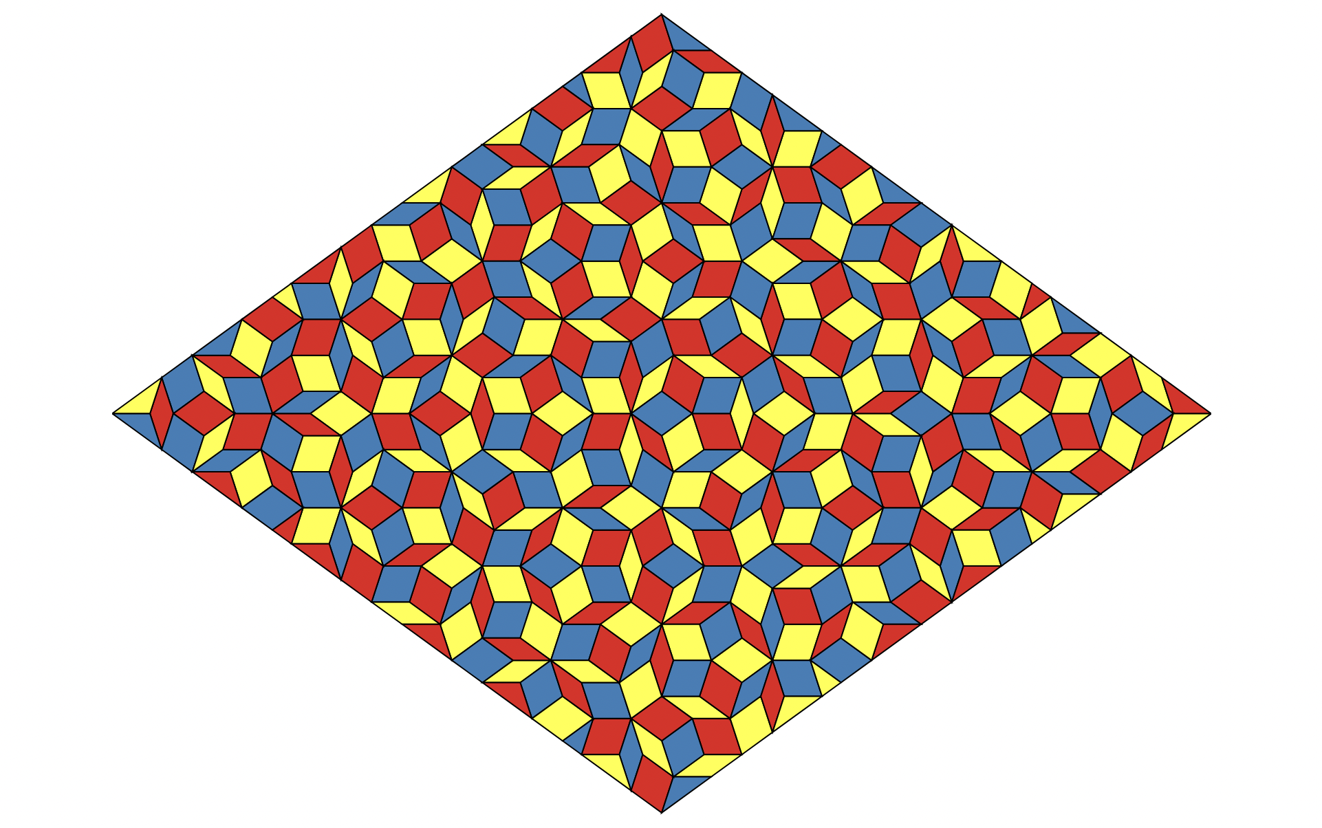 A three-colored Penrose rhomb tiling